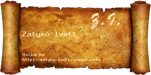 Zatyko Ivett névjegykártya